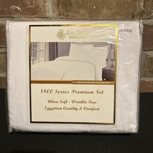 Lux Decor Collection Duvet Cover 3 piece Set Queen size wrinkle free soft White
